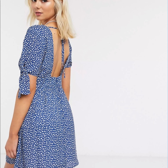 Moon River Dresses & Skirts - ANTHROPOLOGIE Moon River Spotted Blue Button Dress